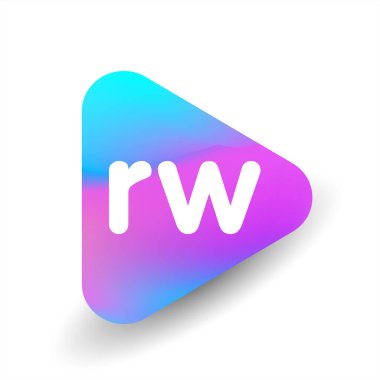 Üçgen şeklinde harf RW logosu ve renkli arkaplan, iş ve şirket kimliği için harf kombinasyonu logosu tasarımı.