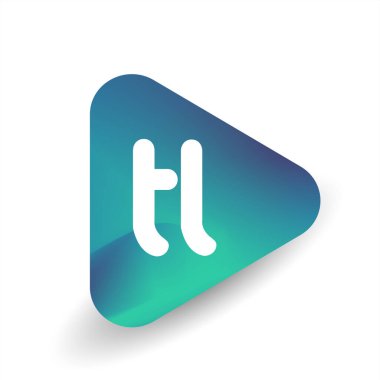Üçgen şekilli ve renkli arkaplan içinde TL harfi logosu, iş ve şirket kimliği için harf kombinasyonu tasarımı.