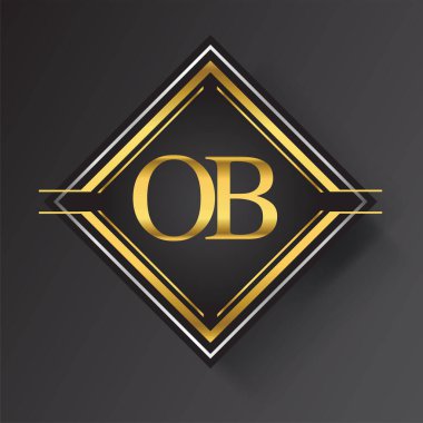 Kare şeklinde altın ve gümüş renkli geometrik süslemeli kadın doğum belgesi logosu. İş veya şirket kimliğiniz için vektör tasarımı şablonu ögeleri.