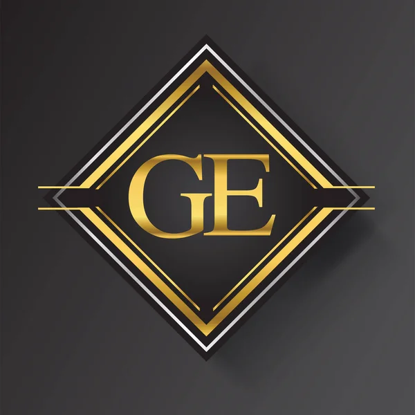 Логотип Letter Квадратній Формі Золоті Срібні Геометричні Орнаменти Елементи Шаблонів — стоковий вектор