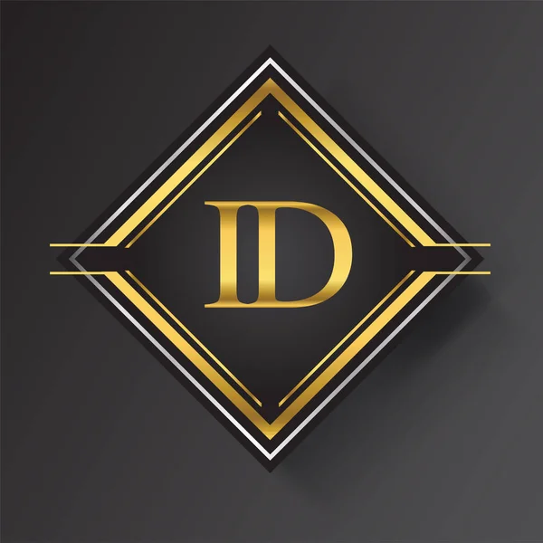 Letter Logo Een Vierkante Vorm Goud Zilver Gekleurde Geometrische Ornamenten — Stockvector