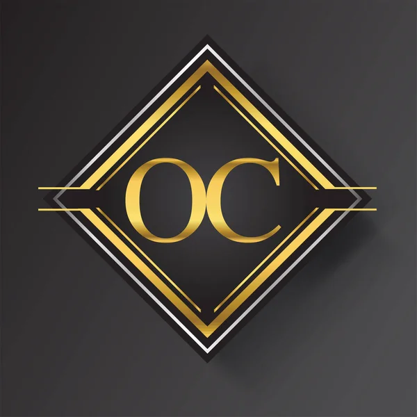 Oc字母标识呈正方形 金银色几何饰物 向量设计模板元素为您的业务或公司身份 — 图库矢量图片