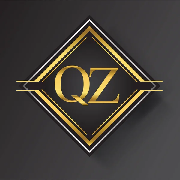 Letter Logo Een Vierkante Vorm Goud Zilver Gekleurde Geometrische Ornamenten — Stockvector