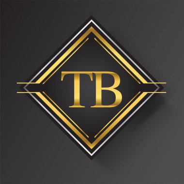 Kare şeklinde altın ve gümüş renkli geometrik süslemeli tüberküloz logosu. İş veya şirket kimliğiniz için vektör tasarımı şablonu ögeleri.