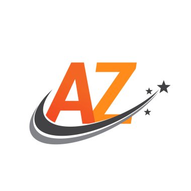 İlk harfi AZ logotype şirketi. Renkli turuncu ve gri renkli Swoosh yıldız tasarımı. iş ve şirket kimliği için vektör logosu.