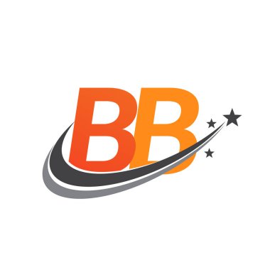 İlk harf BB logotype şirketi adı turuncu ve gri renkli swoosh yıldız tasarımı. iş ve şirket kimliği için vektör logosu.