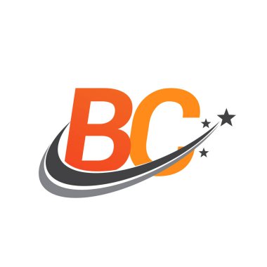 İlk harfi BC logotype şirketi. Renkli turuncu ve gri renkli Swoosh yıldız tasarımı. iş ve şirket kimliği için vektör logosu.