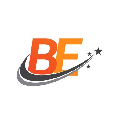 İlk harf BE logotype şirketi adı Renkli Turuncu ve Gri Swoosh Star Design. iş ve şirket kimliği için vektör logosu.