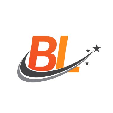 İlk harf BL logotype şirketinin adı turuncu ve gri swoosh yıldız tasarımı. iş ve şirket kimliği için vektör logosu.