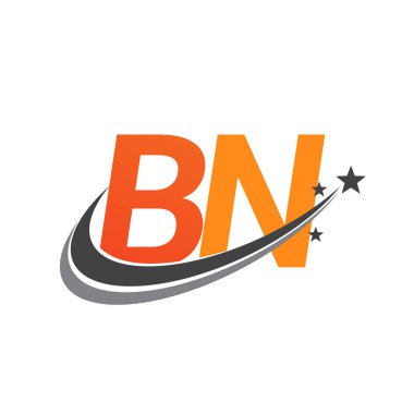 İlk harf BN logotype şirketi adı turuncu ve gri renkli swoosh yıldız tasarımı. iş ve şirket kimliği için vektör logosu.