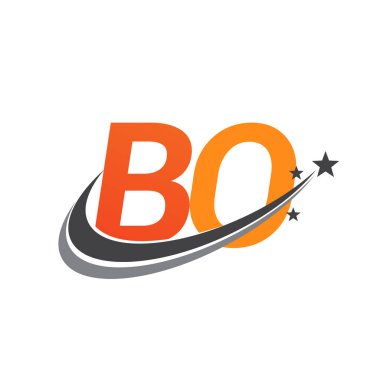 İlk harf BO logotype şirketinin adı Turuncu ve Gri Swoosh yıldız tasarımı. iş ve şirket kimliği için vektör logosu.