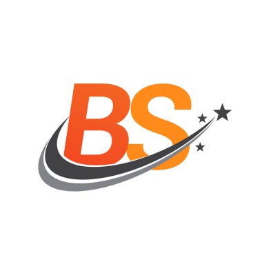 İlk harf BS logotype şirketi adı Renkli Turuncu ve Gri Swoosh Star Design. iş ve şirket kimliği için vektör logosu.