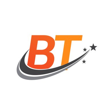 İlk harf BT logotype şirketinin adı Renkli Turuncu ve Gri Swoosh Star Design. iş ve şirket kimliği için vektör logosu.