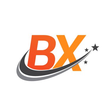 İlk harf BX logotype şirketinin adı Turuncu ve Gri Swoosh yıldız tasarımı. iş ve şirket kimliği için vektör logosu.