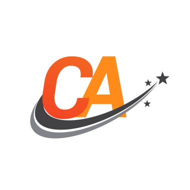 İlk harf CA logotype şirketi adı Renkli Turuncu ve Gri Swoosh yıldız tasarımı. iş ve şirket kimliği için vektör logosu.