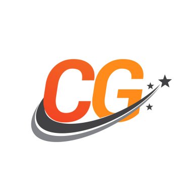 İlk harf CG logotype şirketi adı turuncu ve gri renkli swoosh yıldız tasarımı. iş ve şirket kimliği için vektör logosu.