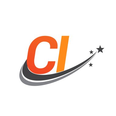 İlk harf CI logotype şirketinin adı Turuncu ve Gri Swoosh yıldız tasarımı. iş ve şirket kimliği için vektör logosu.