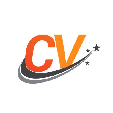 İlk harf CV logotype şirketi adı turuncu ve gri swoosh yıldız tasarımı. iş ve şirket kimliği için vektör logosu.