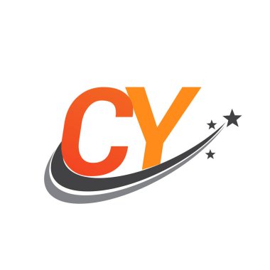 İlk harf CY logotype şirketinin adı Renkli Turuncu ve Gri Swoosh yıldız tasarımı. iş ve şirket kimliği için vektör logosu.