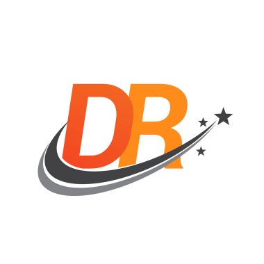 İlk harf DR logotype şirket adı Renkli Turuncu ve Gri Swoosh yıldız tasarımı. iş ve şirket kimliği için vektör logosu.