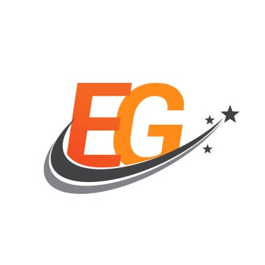İlk harf EG logotype şirketi adı turuncu ve gri swoosh yıldız tasarımı. iş ve şirket kimliği için vektör logosu.
