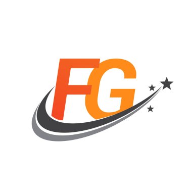 İlk harfi FG logotype şirketi. Renkli turuncu ve gri swoosh yıldız tasarımı. iş ve şirket kimliği için vektör logosu.