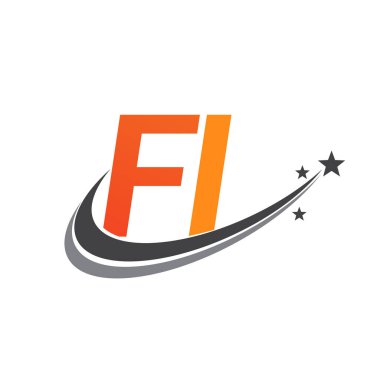 İlk harf FI logotype şirketinin adı Renkli Turuncu ve Gri Swoosh yıldız tasarımı. iş ve şirket kimliği için vektör logosu.