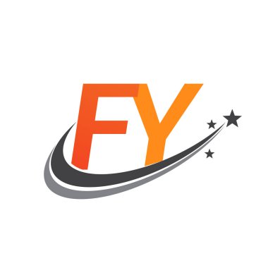 İlk harf FY logotype şirketinin adı Renkli Turuncu ve Gri Swoosh yıldız tasarımı. iş ve şirket kimliği için vektör logosu.