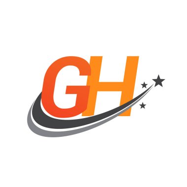 İlk harf GH logotype şirketi adı Renkli Turuncu ve Gri Swoosh yıldız tasarımı. iş ve şirket kimliği için vektör logosu.