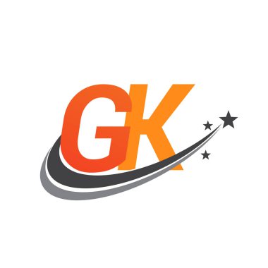 İlk harfi GK logotype şirketi. Renkli turuncu ve gri swoosh yıldız tasarımı. iş ve şirket kimliği için vektör logosu.