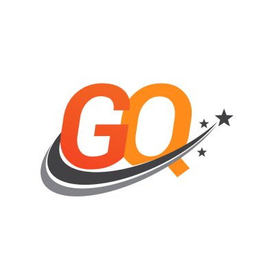 İlk harfi GQ logotype şirketi. Renkli turuncu ve gri renkli Swoosh yıldız tasarımı. iş ve şirket kimliği için vektör logosu.