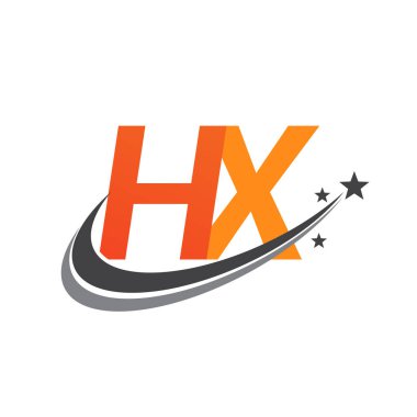 İlk harf HX logotype şirketinin adı Turuncu ve Gri Swoosh yıldız tasarımı. iş ve şirket kimliği için vektör logosu.