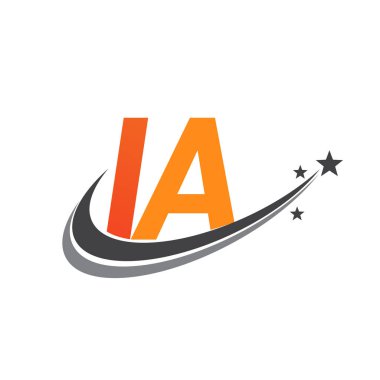 İlk harf IA logotype şirketinin adı Renkli Turuncu ve Gri Swoosh Star Design. iş ve şirket kimliği için vektör logosu.
