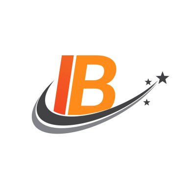 İlk harfi IB logotype şirketi. Renkli turuncu ve gri renkli Swoosh yıldız tasarımı. iş ve şirket kimliği için vektör logosu.