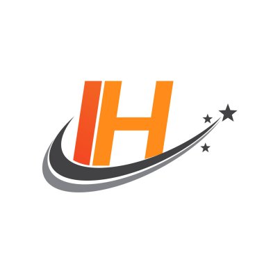 İlk harfi IH logotype şirketi. Renkli turuncu ve gri renkli swoosh yıldız tasarımı. iş ve şirket kimliği için vektör logosu.