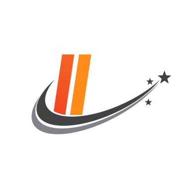 İlk harf II logotype şirketi adı Renkli Turuncu ve Gri Swoosh yıldız tasarımı. iş ve şirket kimliği için vektör logosu.