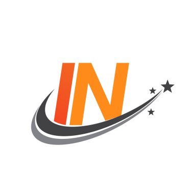 İlk harf In logotype şirket adı Renkli Turuncu ve Gri Swoosh yıldız tasarımı. iş ve şirket kimliği için vektör logosu.