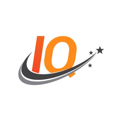 İlk harfi IQ logotype şirketi. Renkli turuncu ve gri renkli Swoosh yıldız tasarımı. iş ve şirket kimliği için vektör logosu.