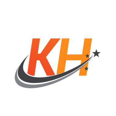 İlk harfi KH logotype şirketi. Renkli turuncu ve gri renkli swoosh yıldız tasarımı. iş ve şirket kimliği için vektör logosu.
