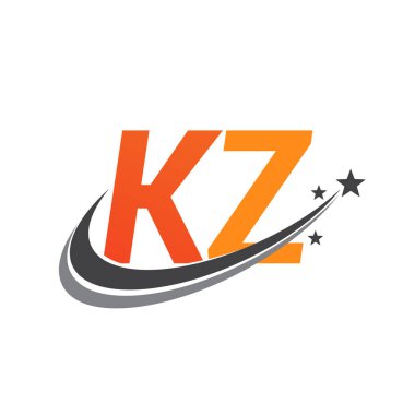 İlk harf KZ logotype şirketi adı turuncu ve gri swoosh yıldız tasarımı. iş ve şirket kimliği için vektör logosu.