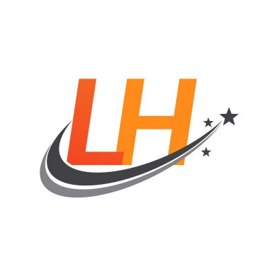 İlk harfi LH logotype şirketi. Renkli turuncu ve gri renkli swoosh yıldız tasarımı. iş ve şirket kimliği için vektör logosu.