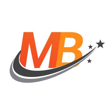 İlk harf MB logotype şirketinin adı Renkli Turuncu ve Gri Swoosh yıldız tasarımı. iş ve şirket kimliği için vektör logosu.