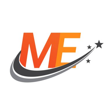 İlk harf ME logotype şirketi adı Renkli Turuncu ve Gri Swoosh yıldız tasarımı. iş ve şirket kimliği için vektör logosu.