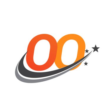 İlk harfi OO logotype şirketi. Renkli turuncu ve gri renkli Swoosh yıldız tasarımı. iş ve şirket kimliği için vektör logosu.
