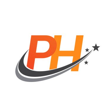 İlk harfi PH logotype şirketi. Renkli turuncu ve gri swoosh yıldız tasarımı. iş ve şirket kimliği için vektör logosu.