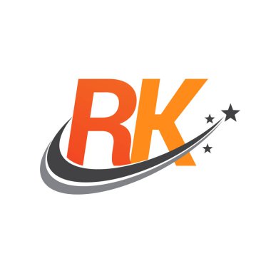 İlk harfi RK logotype şirketi. Renkli turuncu ve gri swoosh yıldız tasarımı. iş ve şirket kimliği için vektör logosu.