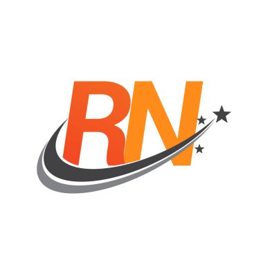 İlk harf RN logotype şirketinin adı Renkli Turuncu ve Gri Swoosh yıldız tasarımı. iş ve şirket kimliği için vektör logosu.
