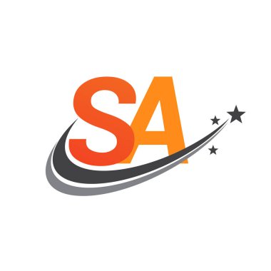 İlk harf SA logotype şirketinin adı Renkli Turuncu ve Gri Swoosh yıldız tasarımı. iş ve şirket kimliği için vektör logosu.