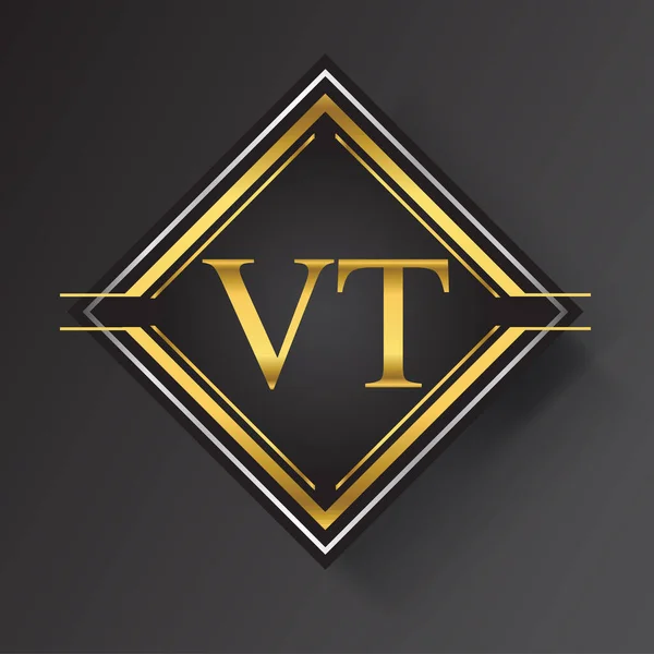 Logotipo Carta Uma Forma Quadrada Ouro Prata Ornamentos Geométricos Coloridos — Vetor de Stock