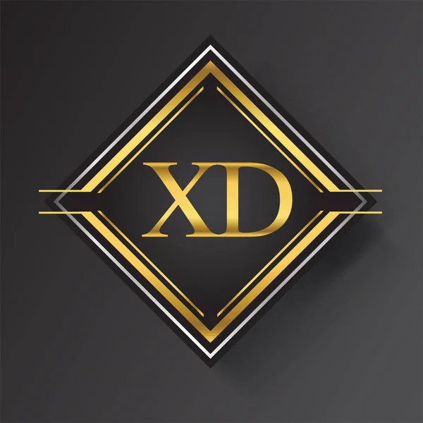 Carta Logotipo Uma Forma Quadrada Ouro Prata Ornamentos Geométricos Coloridos —  Vetores de Stock